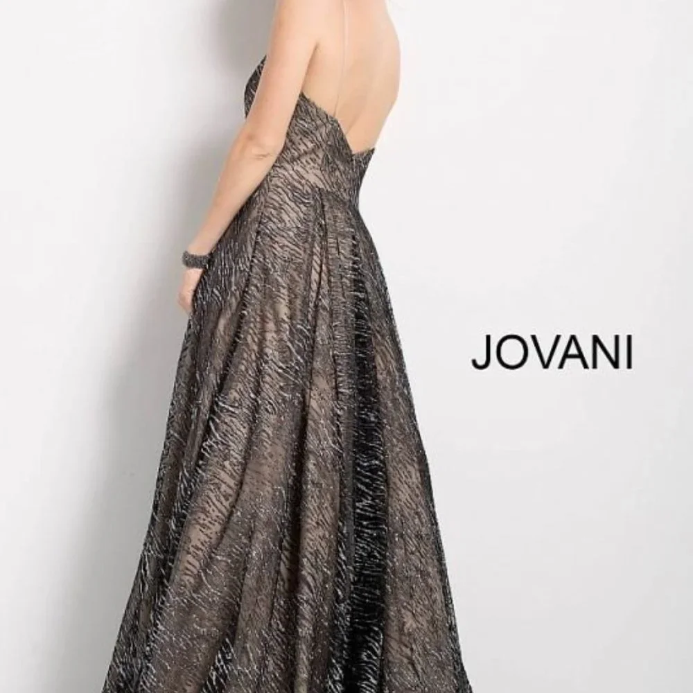 Jovani Silver Glittery A-Line Prom Dress - Picture 2 of 8